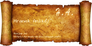 Hranek Anikó névjegykártya